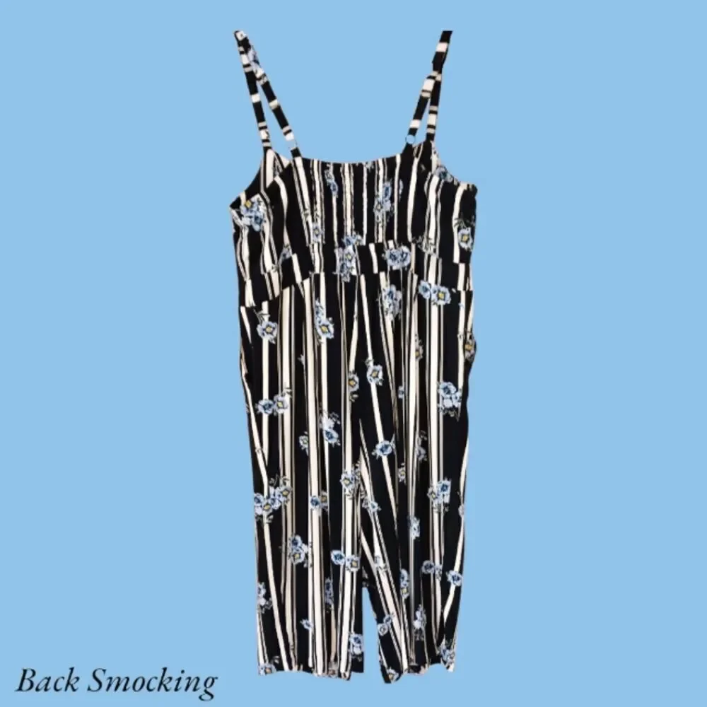 TORRID 2X Striped Floral Challis Culotte Summer Jumpsuit NWOT - Picture 8 of 13